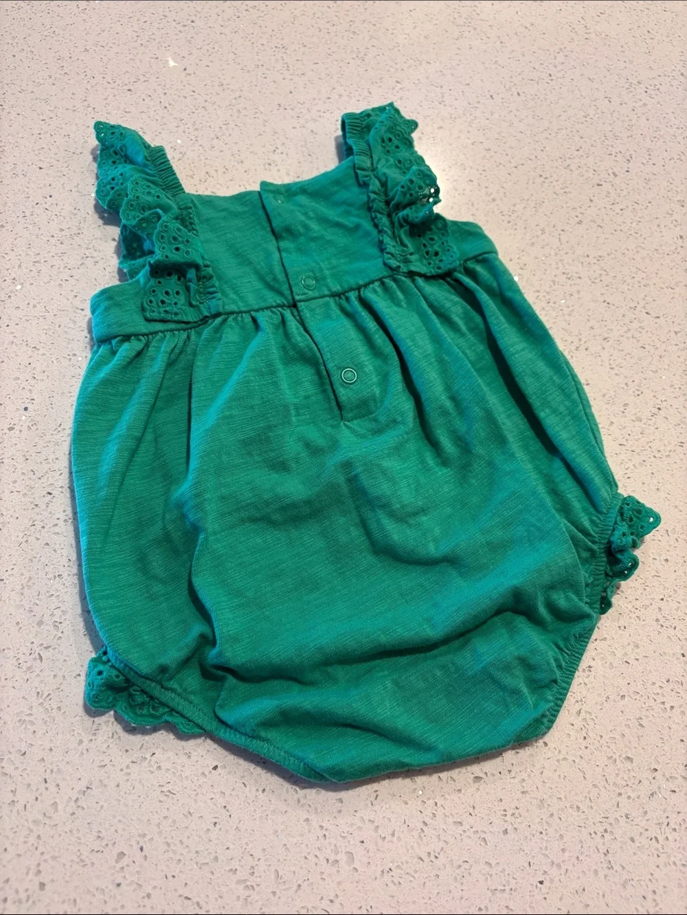 Carter's Green Eyelet Ruffle Romper- 12 months